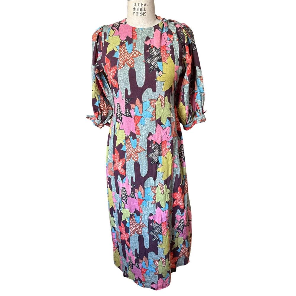 Rhode Groovy Abstract Floral Print Midi Sheath Size Small